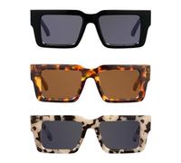 JM Lunettes de Soleil Femme de Lecture Entièrement Grossissantes avec Charnière à Ressort, Lunettes Loupe Carrées à la Mode avec Protection UV 3 Paquets 2.25