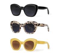 JM Lunettes de Soleil Femme de Lecture Entièrement Grossissantes avec Charnière à Ressort, Lunettes Loupe Oeil de Chat à la Mode avec Protection UV 3 Paquets 3.5