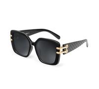 JM Lunettes de soleil polarisées carrées surdimensionnées pour femmes, grandes lunettes de soleil rétro UV400 Noir