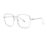 JM Lunettes Optiques Métal Mode Oversize Cadre Carré Anti Bleu Lumière Lunettes Protection Oculaire Femmes Argent
