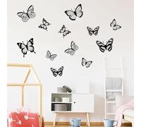 JM-Noir et blanc papillon décoration chambre réfrigérateur autocollant mise en page porte autocollant mur autocollant (10 ensembles)