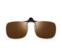 JM Polarisé Lunettes de Soleil Clip Lentille Flip Up Sans Cadre pour Lunettes de Vue Optique Marron