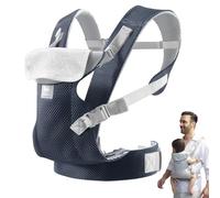 JM Porte-bébé ergonomique pour bébé de 0 à 36 mois, ceinture réglable, Cool Air Mesh Pear respirant, facile à mettre, convient pour 3 à 20 kg, bleu foncé
