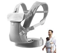 JM Porte-bébé ergonomique pour bébé de 0 à 36 mois, ceinture réglable, Cool Air Mesh Pear respirant, facile à mettre, convient pour 3 à 20 kg, gris