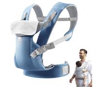 JM Porte-bébé ergonomique pour bébé de 0 à 36 mois, ceinture réglable, Cool Air Mesh Pear respirant, facile à mettre, convient pour 3 à 20 kg, bleu