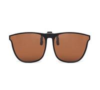 JM Retro Clip sur Lunettes de Soleil Polarisé Lentilles Rabattables pour la Conduite Brun