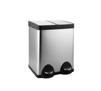 JM ·YIPENG Poubelle à Double Compartiment 2 x 20L,40LPoubelle de tri à pédale INOX brossé,Séparateur de déchets 2 bacs,Seaux Amovibles, Recyclage, Tri sélectif (40L)
