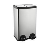 JM ·YIPENG Poubelle à Double Compartiment 2 x 30L,60LPoubelle de tri à pédale INOX brossé,Séparateur de déchets 2 bacs,Seaux Amovibles, Recyclage, Tri sélectif (60L)