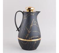 JMAHM Carafes de 1 l - Distributeur de thé - Pichet à double paroi avec bouton pression - Rayures noires