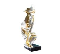 JMAHM Ornaments Silence is Gold Statue sculptures surdimensionnées en résine pour décoration d'intérieur ou de salon (28 cm, grès)