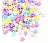 Jmassyang Lot de 250 perles en acrylique en forme d'étoile colorées assorties - Mélange de couleurs pastel - Perles d'espacement lisses en vrac mélangées pour la fabrication de bijoux, bracelets,