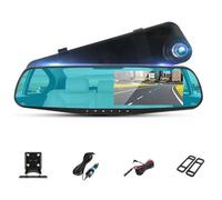 JMbpkduHs 4.3 Pouces IPS Car Dvr Rear View Mirror Dashcam Camera, Auto Dual Lens Dash Cam Recorder Registrator, 1080p Camcrorder en Voiture,32G