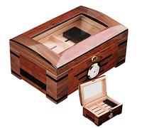 JMbpkduHs Cave à Cigares - Fenêtre Supérieure Transparente - Hygromètre - Cèdre Espagnol - Serrures - Cadeau Père (80-100 Cigares) - 350mm x 238mm x 160mm - Cèdre