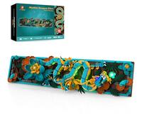 JMBricklayer Ensemble de blocs de construction mythiques avec lumières LED pour adulte 70019, kit de construction de cadre d'art mural, jouet de dragon avec fleurs pour décoration de maison et de
