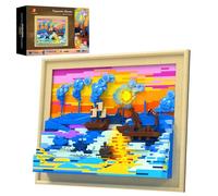JMBricklayer Impression Sunrise - Ensemble de construction pour adulte avec lumières 70016, art mural, cadre de peinture, décoration de bureau à domicile, cadeau pour filles adultes