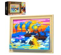 JMBricklayer Impression Sunrise - Ensemble de construction pour adultes, blocs d'art lumineux encadrés 3D, kit de décoration murale à DEL, cadeau pour la fête des mères