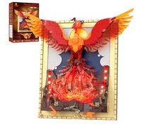 JMBricklayer Phoenix Ensemble de construction pour adultes, 1565 pièces de cadre mural 3D, modèle de brique, décoration d'oiseau de feu pour la maison, le bureau, cadeau créatif pour les amateurs