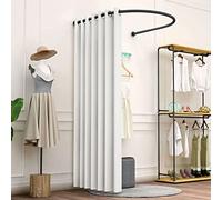 JMCAJIE Cabine D'Essayage avec Tringle Rideaux Forme De U,Vestiaire,Mobile Écran De Tente De Séparation De Confidentialité,d'angle Montage Mural,for Magasin De Vêtements, Centre Commercial