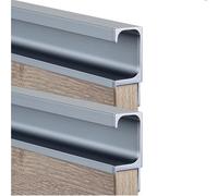 JMCXSM592 2 pièces poignée de tirette Invisible Bouton de Meuble Aluminium Poignées pour placards Caché poignée de porte Armoire Forme en G Poignet Tiroirs,Tirer Dressing Sans fente (300mm,Gris)