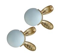 JMCXSM592 2 pièces Poignées placards Céramique en alliage de zinc pour chambres d'enfants tirette Forme de dessin animé mignon Bouton Meuble porte Armoire,Poignet Tiroirs (Bleu,Lapin)