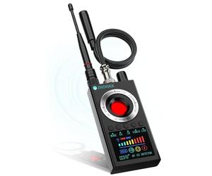 JMDHKK K19 Détecteur Caméra Espionne, Micro Espion, Appareil Multifonction avec Détection Magnétique, Signal sans Fil, IR, Lampe pour Voyage, Bureau, Hôtel, Voiture（Noir）