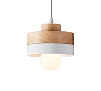 JMEDIC Lampe À Suspension Moderne E27, Abat-Jour en Métal De Style Japonais, Lustre Décoratif en Bois Macaron, Luminaires Suspendus Au Plafond Semi-encastrés, pour Restaurant, Bar, Îlot De Cuisine