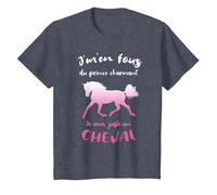 J'm'en Fous du Prince Charmant Je Veux Un Cheval Equitation T-Shirt, Enfant, Bleu Chiné, 8 Ans