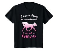 J'm'en Fous du Prince Charmant Je Veux Un Cheval Equitation T-Shirt, Enfant, Noir, 10 Ans