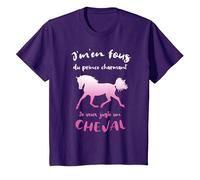 J'm'en Fous du Prince Charmant Je Veux Un Cheval Equitation T-Shirt, Enfant, Violet, 3 Ans
