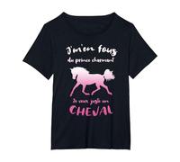 J'm'en Fous du Prince Charmant Je Veux Un Cheval Equitation T-Shirt, Femme Grandes Tailles, Noir, 3X