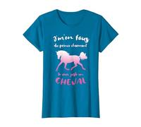 J'm'en Fous du Prince Charmant Je Veux Un Cheval Equitation T-Shirt, Femme, Saphir, XXL