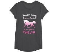 J'm'en Fous du Prince Charmant Je Veux Un Cheval Equitation T-Shirt, Fille, Chiné Foncé, S