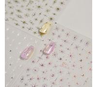 JMEOWIO 3D Étoile Colorée Stickers Ongles Nail Art, Autocollants Ongles Autoadhésif 5D Deco Ongle Nail Art Design Manucure 3 Feuilles