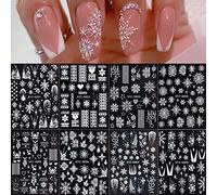 JMEOWIO 3D Noel Stickers Ongles Nail Art 8 Feuilles Autocollants Ongles Autoadhésif Deco Ongle Nail Art 5D Flocon de Neige Design Manucure
