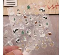 JMEOWIO 3D Noël Stickers Ongles Nail Art, Autocollants Ongles Autoadhésif 5D Deco Ongle Nail Art Design Manucure 1 Feuilles