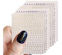 JMEOWIO Alphabet Anglais or Argent Stickers Ongles Nail Art 8 Feuilles Autocollants Ongles Autoadhésif Deco Ongle Nail Art Design Manucure