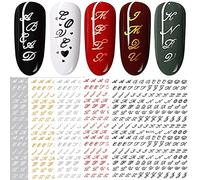 JMEOWIO Anciennes Lettres Stickers Ongles Nail Art 6 Feuilles Autocollants Ongles Autoadhésif Deco Ongle Nail Art Design Manucure