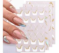 JMEOWIO Astuce Française Stickers Ongles Nail Art 9 Feuilles Autocollants Ongles Autoadhésif Deco Ongle Nail Art Design Manucure
