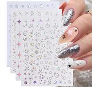 JMEOWIO Aurore Holographique Stickers Ongles Nail Art 9 Feuilles Autocollants Ongles Autoadhésif Deco Ongle Nail Art Design Manucure
