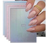 JMEOWIO Aurore Ligne Colorée Stickers Ongles Nail Art 9 Feuilles Autocollants Ongles Autoadhésif Deco Ongle Nail Art Design Manucure