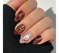 JMEOWIO Autocollant Ongles Gel UV Fantôme Mignon d'Halloween Gel Nail Art Stickers Semi-durci Stickers Ongle Deco Ongle Design Manucure