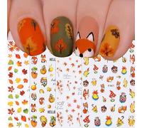JMEOWIO Automne Stickers Ongles Nail Art 9 Feuilles Autocollants Ongles Autoadhésif Deco Ongle Nail Art Design Manucure