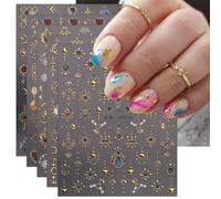 JMEOWIO Coeur Lune Etoile Stickers Ongles Nail Art 9 Feuilles Autocollants Ongles Autoadhésif Deco Ongle Nail Art Design Manucure