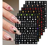 JMEOWIO Étoile Colorée Stickers Ongles Nail Art 9 Feuilles Autocollants Ongles Autoadhésif Deco Ongle Nail Art Design Manucure