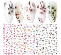 JMEOWIO Fleur Stickers Ongles Nail Art 9 Feuilles Autocollants Ongles Autoadhésif Deco Ongle Nail Art Design Manucure
