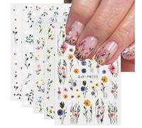 JMEOWIO Fleurs Colorée Stickers Ongles Nail Art 9 Feuilles Autocollants Ongles Autoadhésif Deco Ongle Nail Art Design Manucure