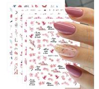 JMEOWIO Fleurs Printemps Été Floral Stickers Ongles Nail Art 9 Feuilles Autocollants Ongles Autoadhésif Deco Ongle Nail Art Design Manucure