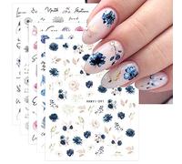 JMEOWIO Fleurs Printemps Stickers Ongles Nail Art 9 Feuilles Autocollants Ongles Autoadhésif Deco Ongle Nail Art Design Manucure