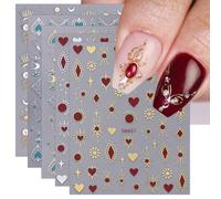 JMEOWIO Fleurs Stickers Ongles Nail Art 9 Feuilles Autocollants Ongles Autoadhésif Deco Ongle Nail Art Design Manucure