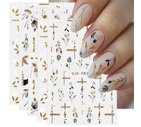 JMEOWIO Fleurs Stickers Ongles Nail Art 9 Feuilles Autocollants Ongles Autoadhésif Deco Ongle Nail Art Design Manucure